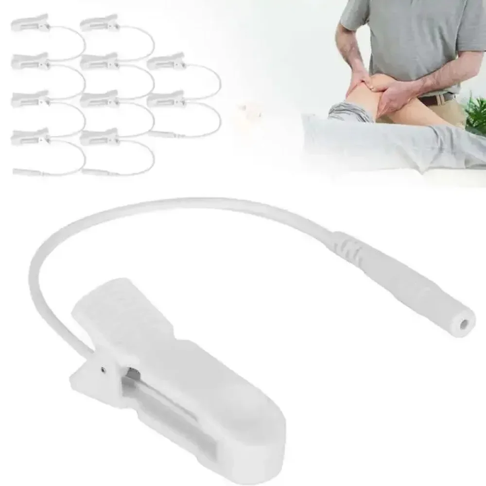 Clips para las orejas de alambre de electrodo, masajeador de terapia TENS con Pin de 2,0mm, Cable de conexión, ayuda para dormir, alivio del dolor