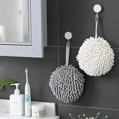 교수형 셔닐 실 핸드 와이프 교수형 루프가있는 주방 욕실 핸드 타올 볼 빠른 건조 부드러운 흡수성 마이크로 화이버 타월