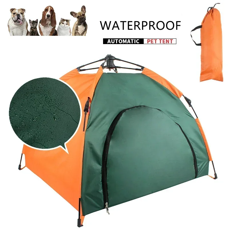 Hundehaus-Zelt, Katzenbett, Haustierkissen, wasserdicht, automatisches Campingzelt, leicht, für Katzenhütte, Unterschlupf, für draußen und drinnen, Hundehütte