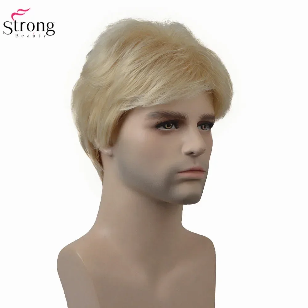 

StrongBeauty Мужской парик Блондинка/коричневый Короткие прямые синтетические волосы Натуральные парики