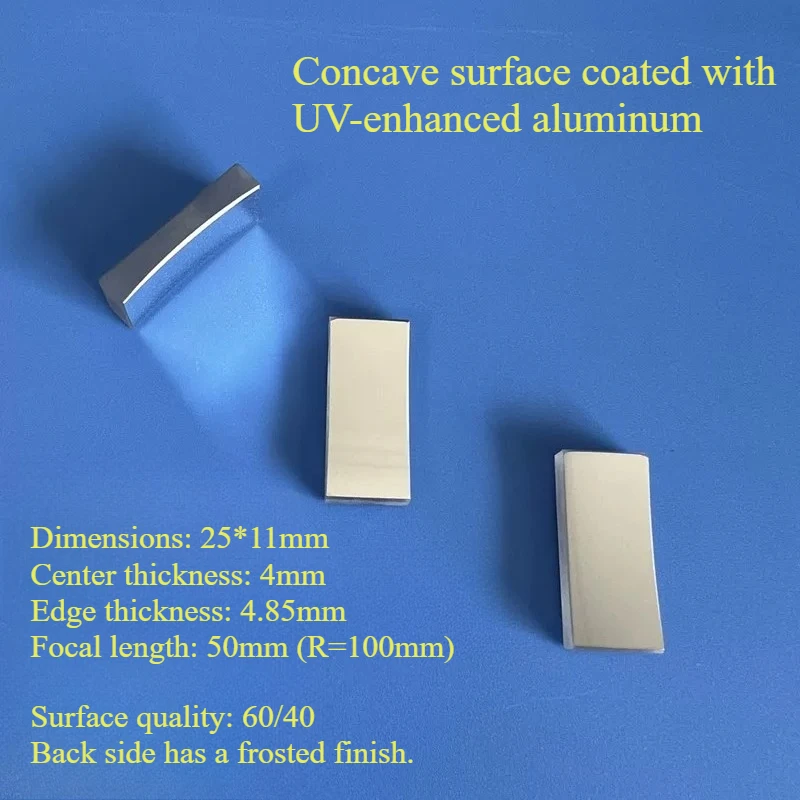 25*11*3mm UV-enhanced Aluminum Plano-Concave Mirror Focal Length 50mm UV Focal Length Reflector