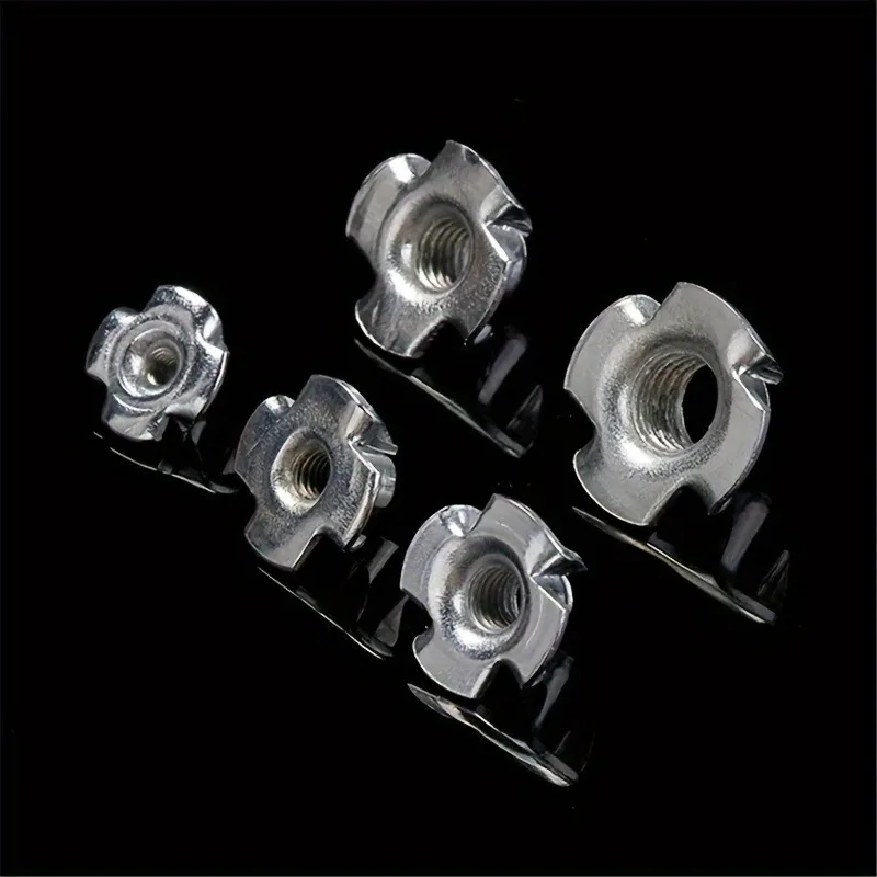 90pcs Four Pronged T Nuts M3/M4/M5/M6/M8 Blind Inserts Nut for Wood Furniture