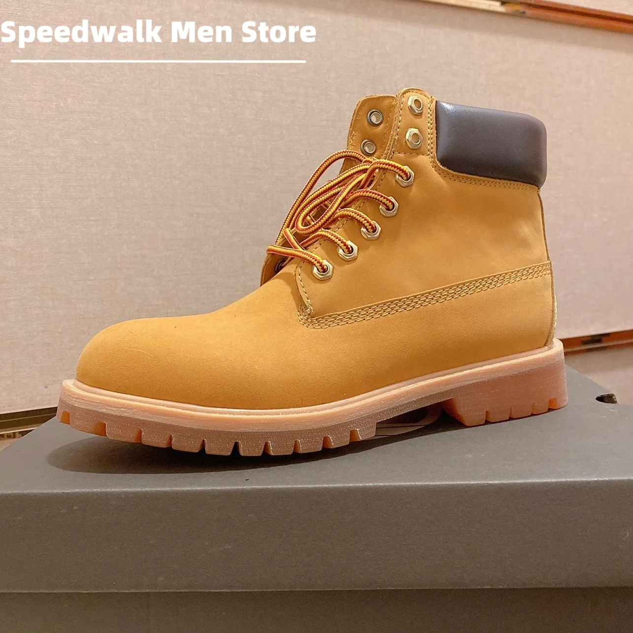 Men Vintage Durable Lightweight MultiColor Nubuck Leather Work Ankle Boots Lace Up Non Slip Waterproof Outdoor Hiking Boots
