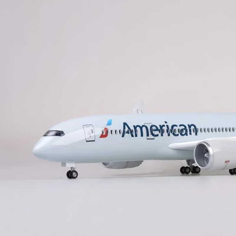 47CM 1/130 Scale Airplane Boeing B787 Dreamliner Aircraft American Airlines Model W Light And Wheels Diecast Plastic Resin Plane