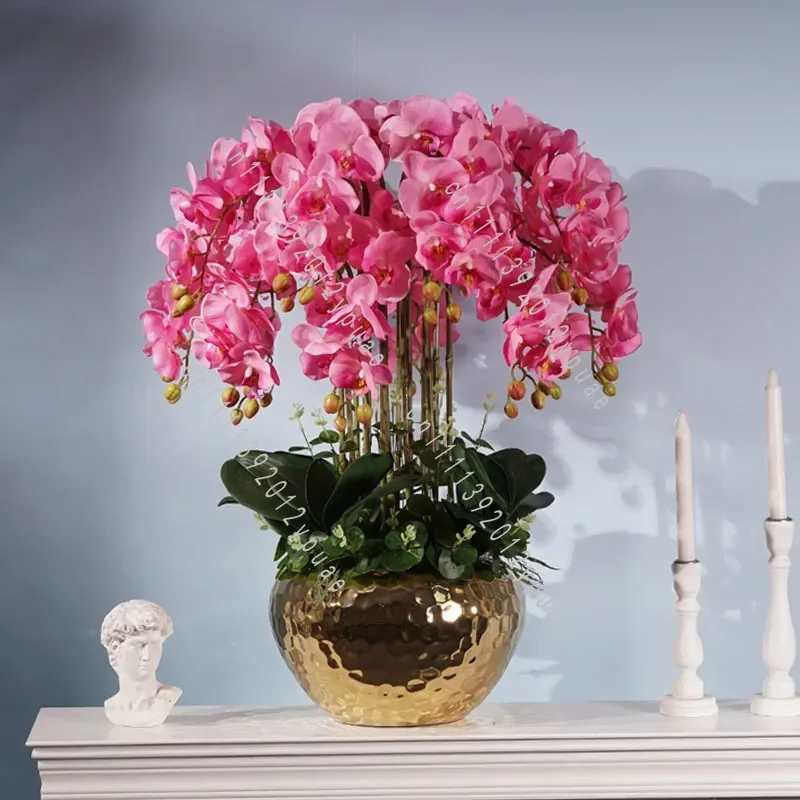 Premium Artificial Phalaenopsis Orchid Potted Plant, Light Luxury Floral Arrangement, Decorative Ornament for Living Room