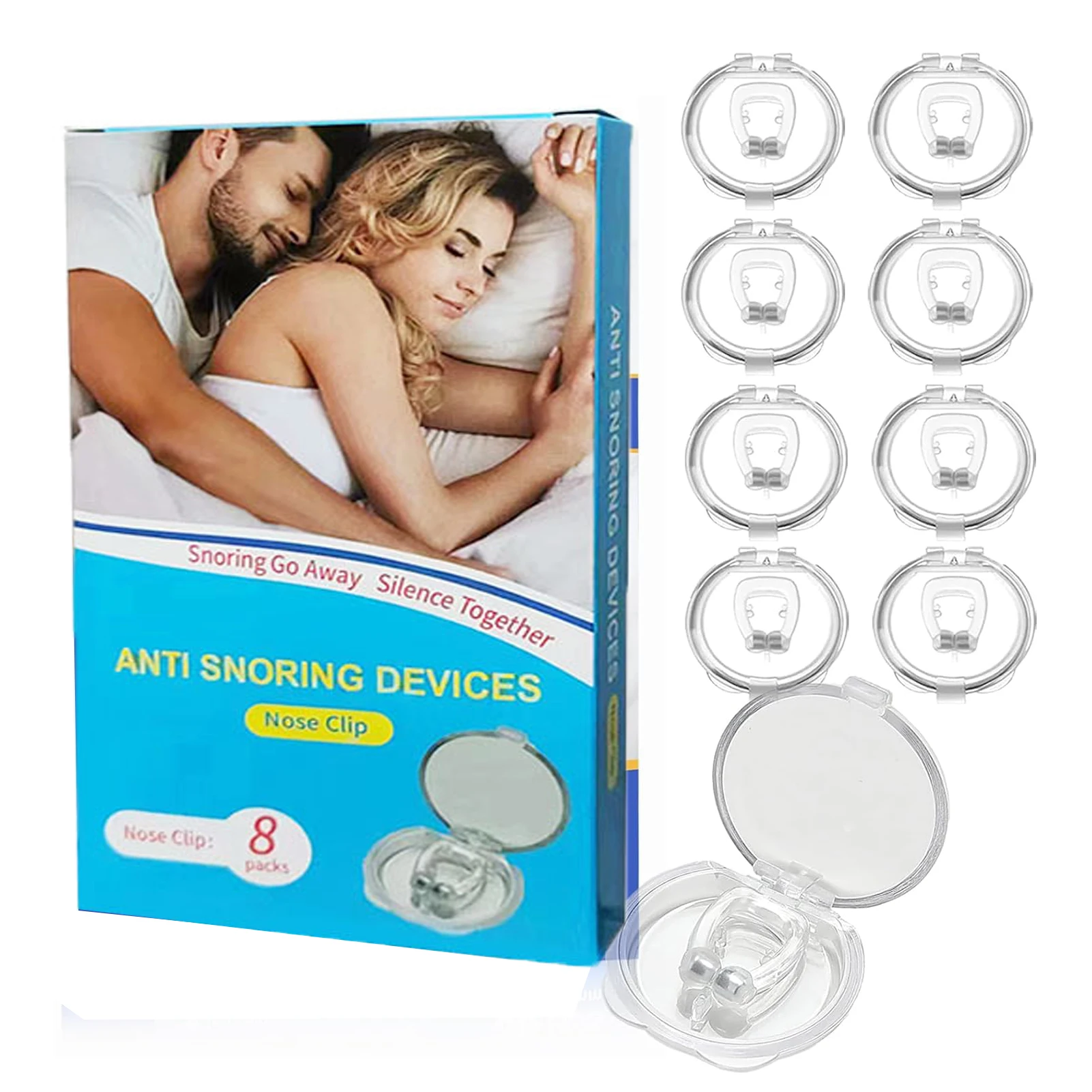 8Pcs Anti Snoring Devices Stop Snoring Solution Silicone Magnetic  Sleep Clips Comfortable Anti Snoring Nose Clip