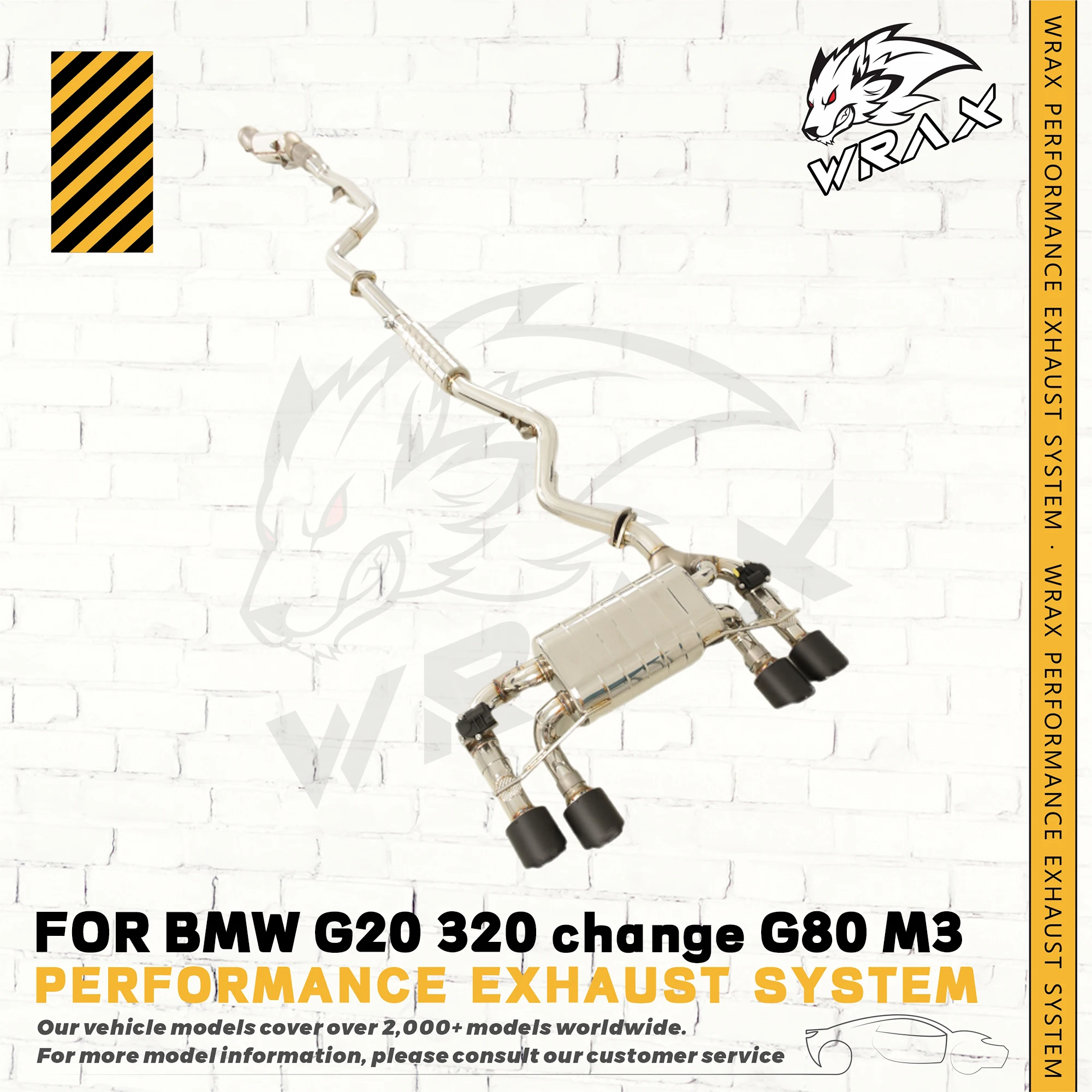 

Клапанный спортивный звук WRAX, выхлоп Catback из нержавеющей стали для BMW G20 320, замена G80 M3 M4, автомобильные аксессуары, замена прямой посадки