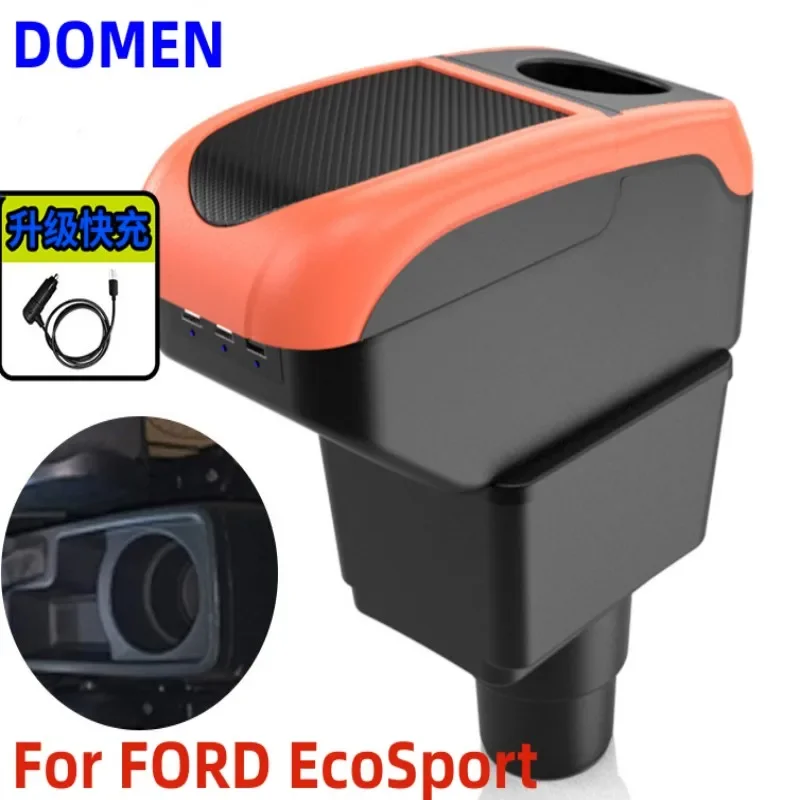 

NEW For FORD EcoSport Car Armrest box Interior details Retrofit Car Accessories Center Storage box Center Console USB 2013-2018