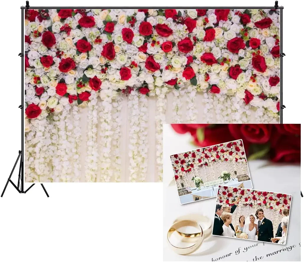 結婚式の背景花の壁ブライダルシャワーmrと時間の受付パーティーのロマンチックな写真の背景の装飾