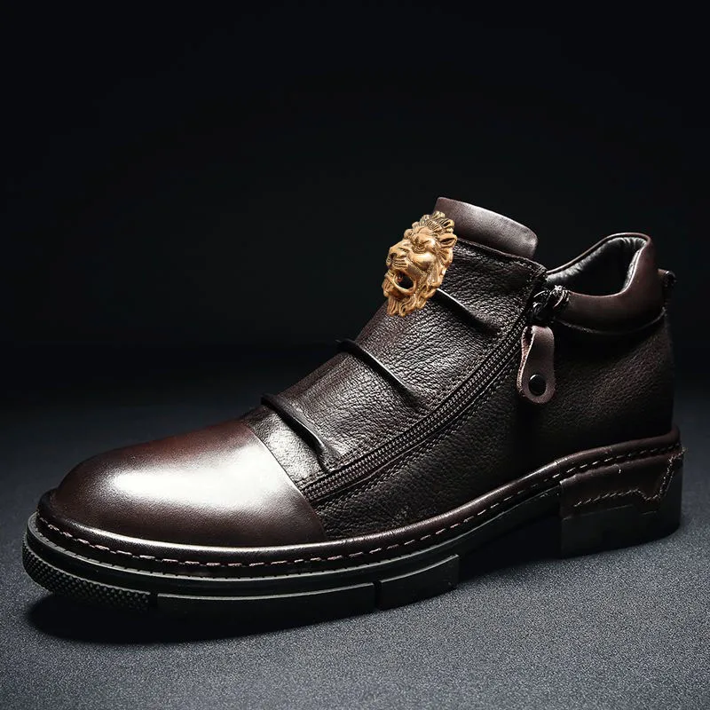 

Мужские короткие ботинки из натуральной кожи в ретро-стиле с дышащей и модной мягкой подошвой, мужская обувь в британском стиле, ботинки для верховой езды 24.