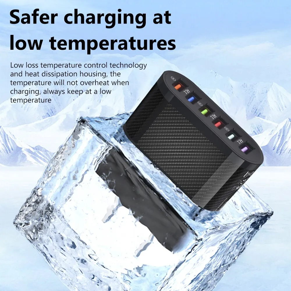 US/EU Plug 48W USB Fast Charger 6 Port USB Charger Adapter Quick Charge 3.0 Fast Charging For iPhone Samsung Xiaomi Mobile Phone - náhled 6