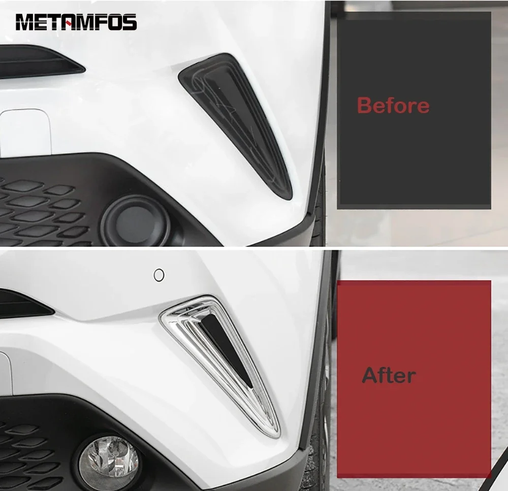 Front Fog Light Lamp Cover Trim For Toyota C-HR CHR 2016-2018 2019 Chrome Front Bumper Grille Grill Trim Accessories Car Styling