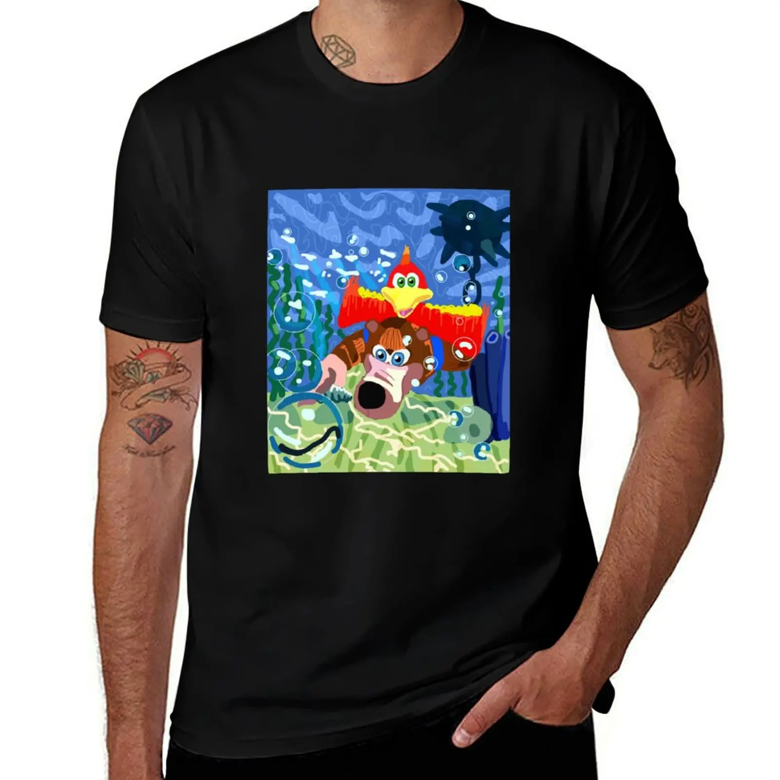 Banjo Kazooie on a Swim T-Shirt graphic t shirt vintage T-shirts oversize topping plain white t shirts men