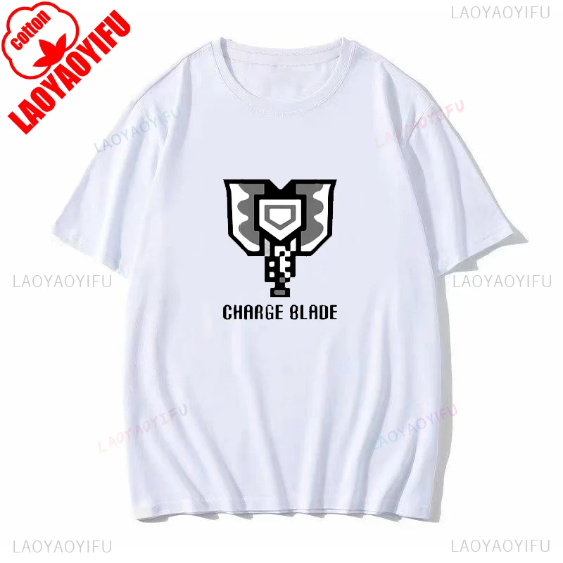 Monster Hunter Hot Game Otaku Gift Tshirt Long Sword Sword Graphic Printed T-shirt Women Man Short Sleeve Cotton Soft Man Tees