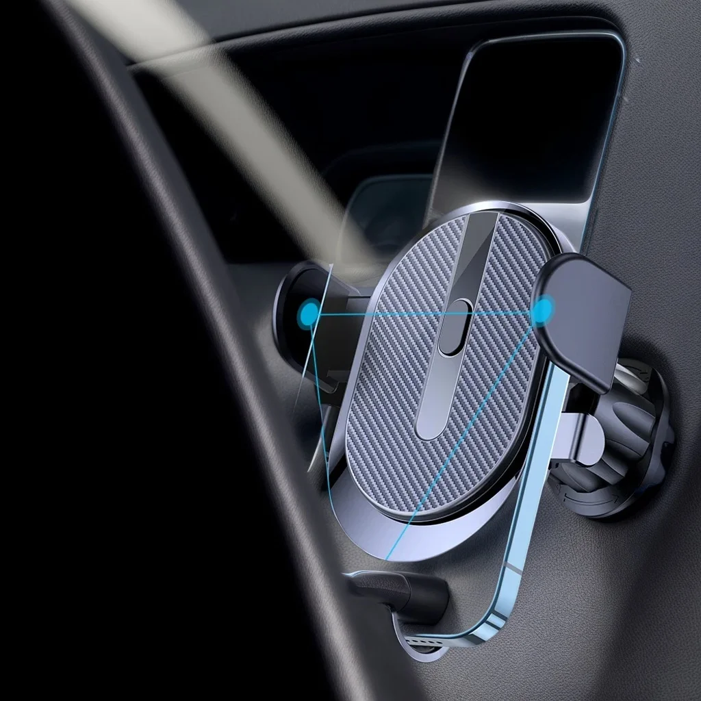 

​ ​ Металлический автомобильный держатель для телефона — крепление вентиляционного отверстия с датчиком гравитации и матовой отделкой ​ ​