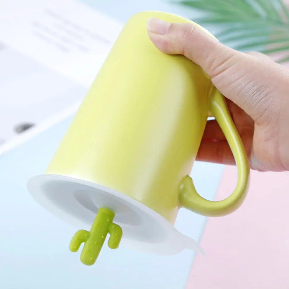 

4pcs Silicone Cup Covers Leak-proof Heat Resistant Reusable Dustproof Cartoon Cactus Style Kitchen Bar Accessories Premium