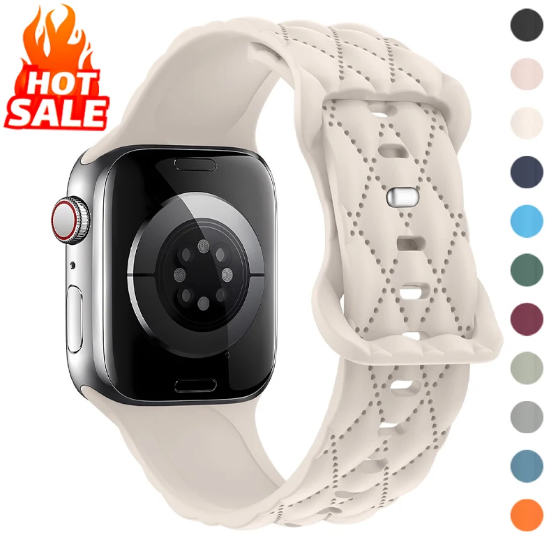 

Strap For Apple Watch Band 44mm 45mm 46mm 42mm 41mm 40mm 49mm New Silicone Sport Bracelet iWatch Series 10 9 SE 8 7 6 5 ultra 2