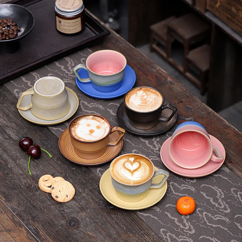 Ceramic Coffee And Saucer Set High Value Gradient  Creative Couple Mug Water Cup