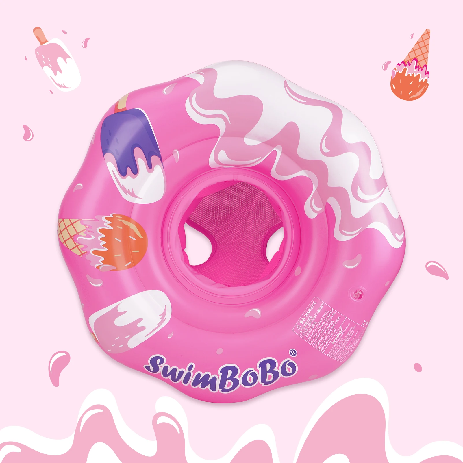 Swimbobo Pink Baby Seat Floating Ring Water Toy Children Thicken Safety PVC Inflatable Swimming Rings For Pool Summer Portable