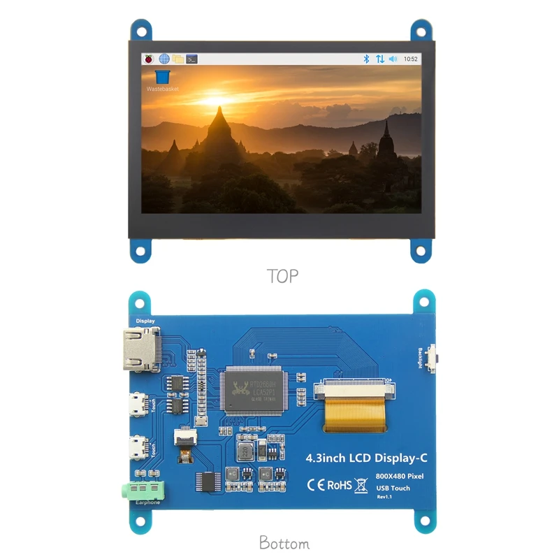 Imagem -05 - Painel de Toque Capacitivo com Hdmi Ips Display Raspberry pi 800x480 43 Polegadas