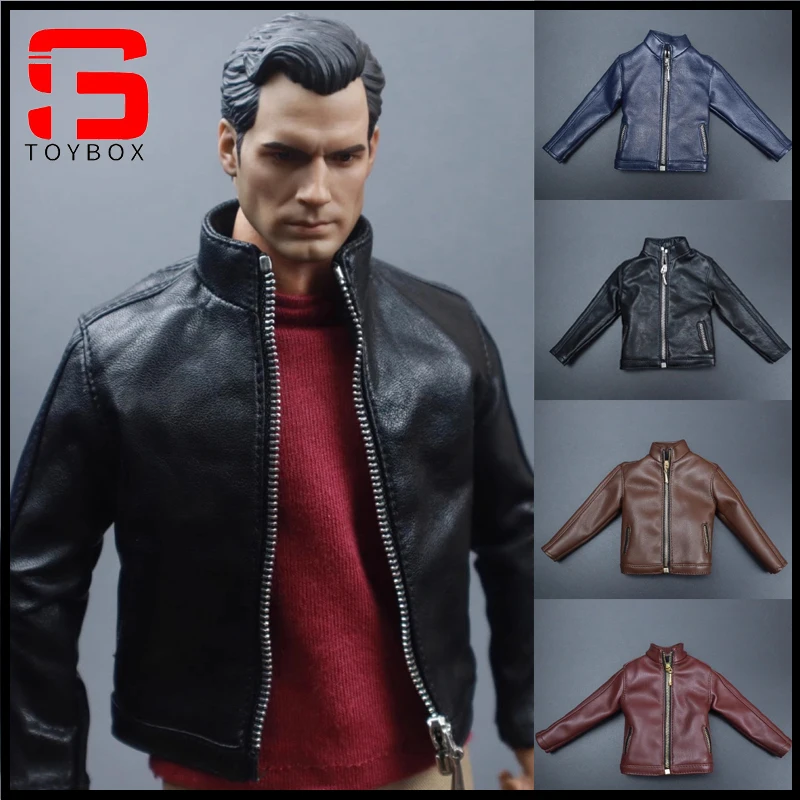 1/6 Scale Male Zipper Jacket Imitation Leather Agent Coat Clothes Model Fit 12'' Soldier Standard Normal Action Figure Body Doll