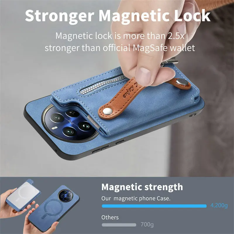 Realme 13 pro plus realme12 4g 5g capa traseira de cartão de couro destacável 2 em 1 suporte de anel magnético funda realme 12 plus 13 pro + capa