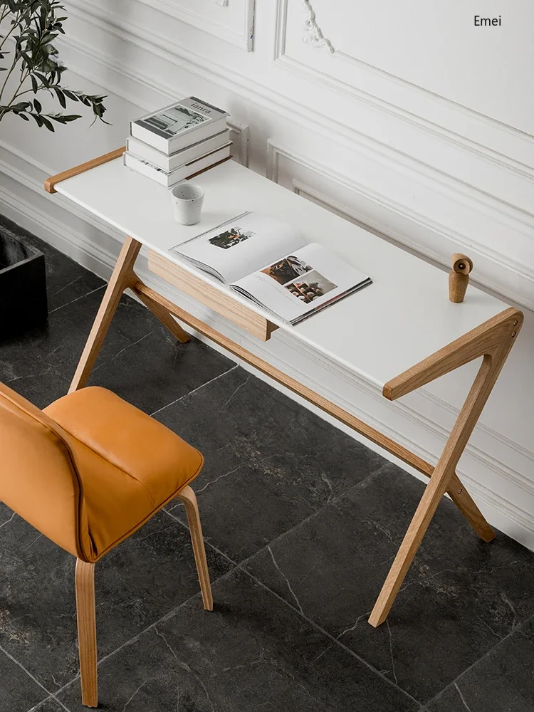 

Nordic Modern Wall Long Table Study Solid Wood Desk Light