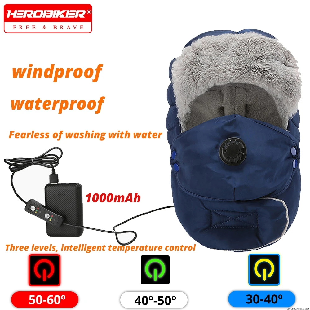 

Winter Electric Heated Hats Men Women USB Motorcycle Heating Caps Outdoor Sport Heat Hat Cycling Hiking Windproof Ski Warm Cap