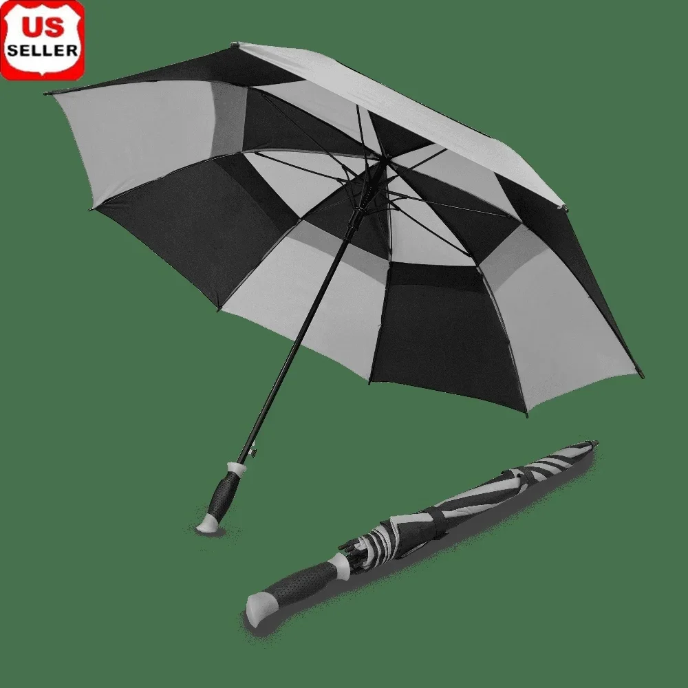 

Зонт для гольфа с двойным навесом, автоматическое открытие, закрытие, ветрозащитная, эргономичная ручка, водонепроницаемость, большое покрытие, портативная защита от дождя