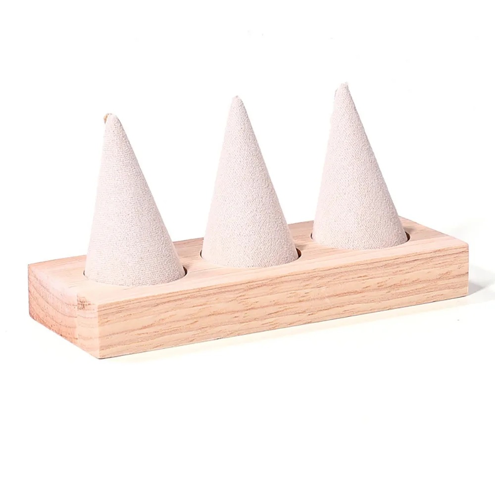 

Jewelry Display Cone Shape Rings Holder Storage Rack Lightweight Flannelette Rings Display Stand Multiple Size Vintage