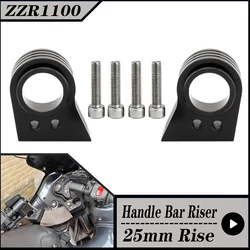 For Kawasaki ZZR1100 ZZR 1100 ZZ-R1100 ZZ-R 1100 ZX1000E 1989-2001 Motorcycle Handlebar Riser Lift Extension 25mm Aluminum Black