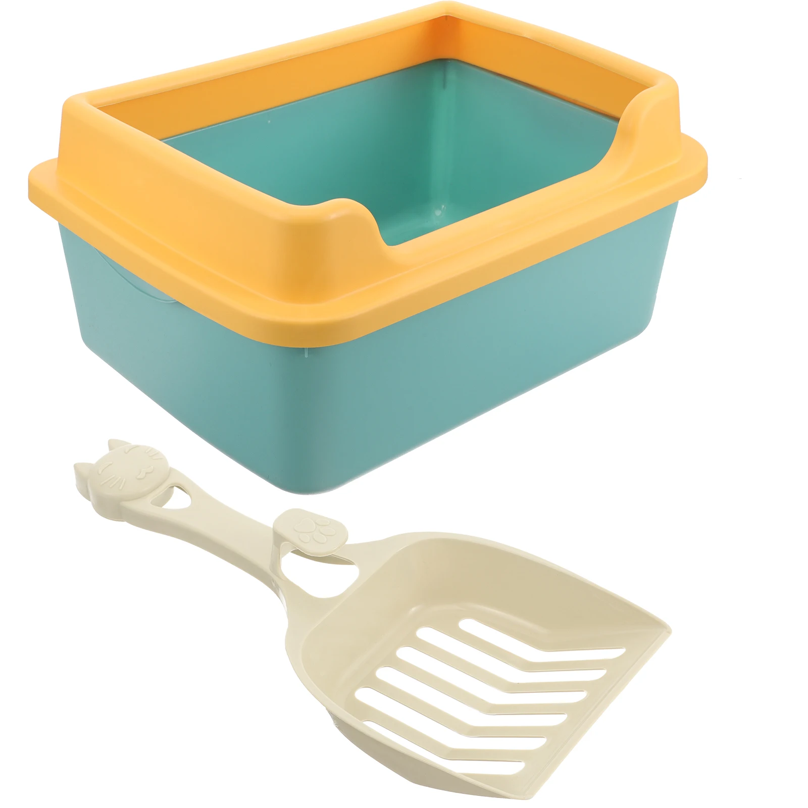 

1 set Semi Enclosed Cat Litter Box Kitten Toilet Hooded Tray Small Green Spill Proof Large Opening Cleanliness for Cats