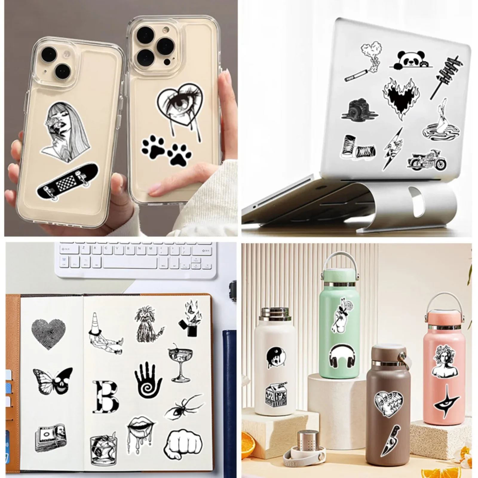 10/25/50pcs Aesthetic Black Artistic Stickers Graffiti for DIY Scrapbooking Phone Suitcase Laptop Guitar Skateboard Helmet