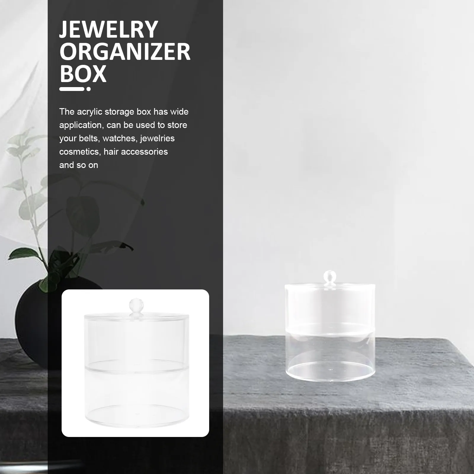 Stackable Clear Acrylic Storage Box Lid Watch Organizer Belt Jewelry Desktop Sundries Holder Organizer
