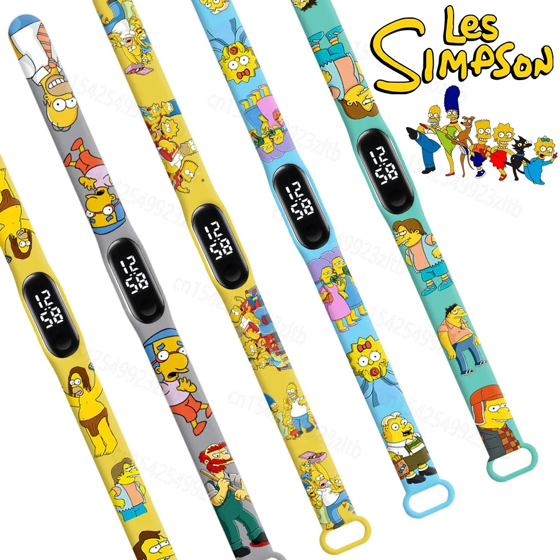 Cartoon Simpsons Series Electronic Watch Suitable Xiaomi Electronic Bracelet Buckle Type Portable Watch Wrist Strap Kids Gifts