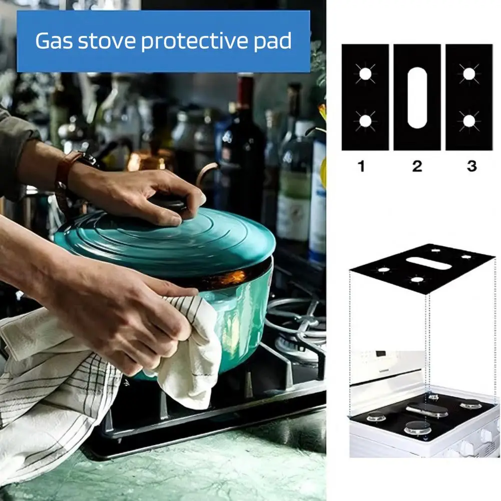 

Gas Stove Accessory Gas Stove Burner Covers Reusable Non-stick Protectors for Easy Cleaning 3 Pcs Set Self-adhesive Stove Cover