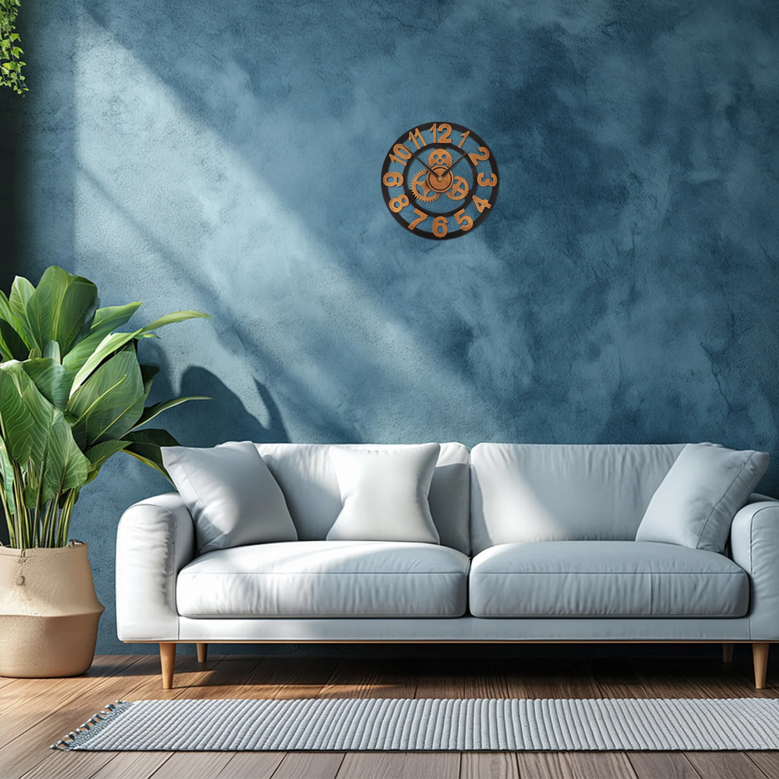 

1pc Gear Decor Industrial Style Iron Wall Hanging Clock Silent Round Living Room Bedroom Office Home Decor Mute Wall Clock