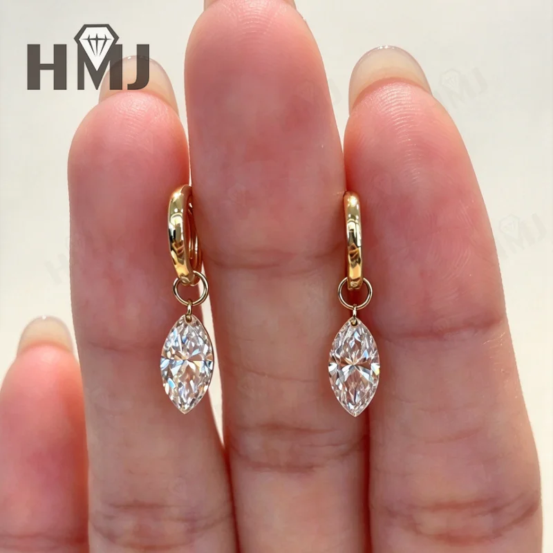 Ohrringe mit im Labor gezüchteten Diamanten, 2 Karat, Marquise-Schliff, DEF, VS, 10 Karat Gold, schlicht, für Geburtstag, Jahrestag, Party, Premium-Schmuck, Geschenke, Charms – Detail 4