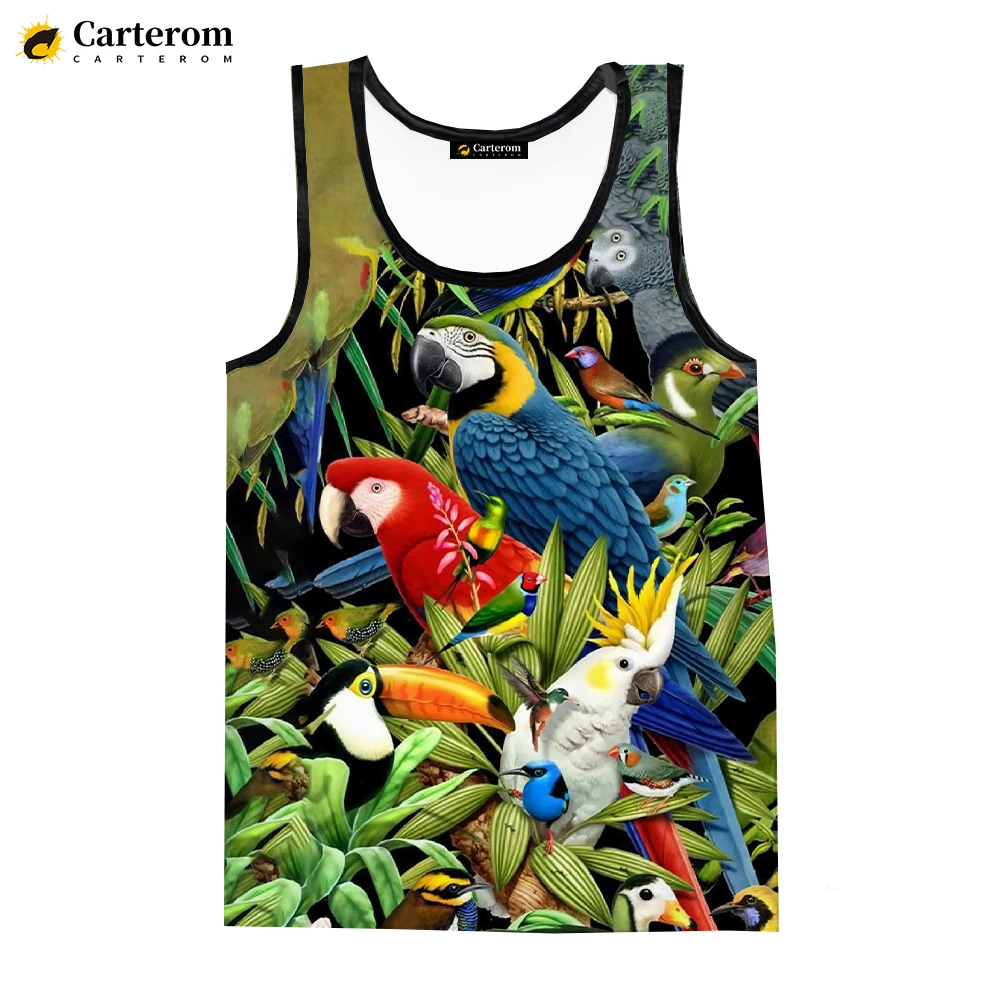 2023 Funny Birds Parrot 3D Printed Tank Tops Men Women Summer Casual Sleeveless Shirts Hip Hop Streetwear Oversized Tops Tees