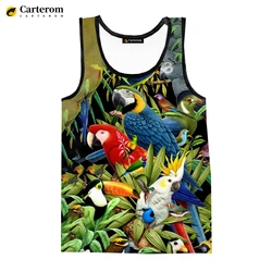 2023 Funny Birds Parrot 3D Printed Tank Tops Men Women Summer Casual Sleeveless Shirts Hip Hop Streetwear Oversized Tops Tees