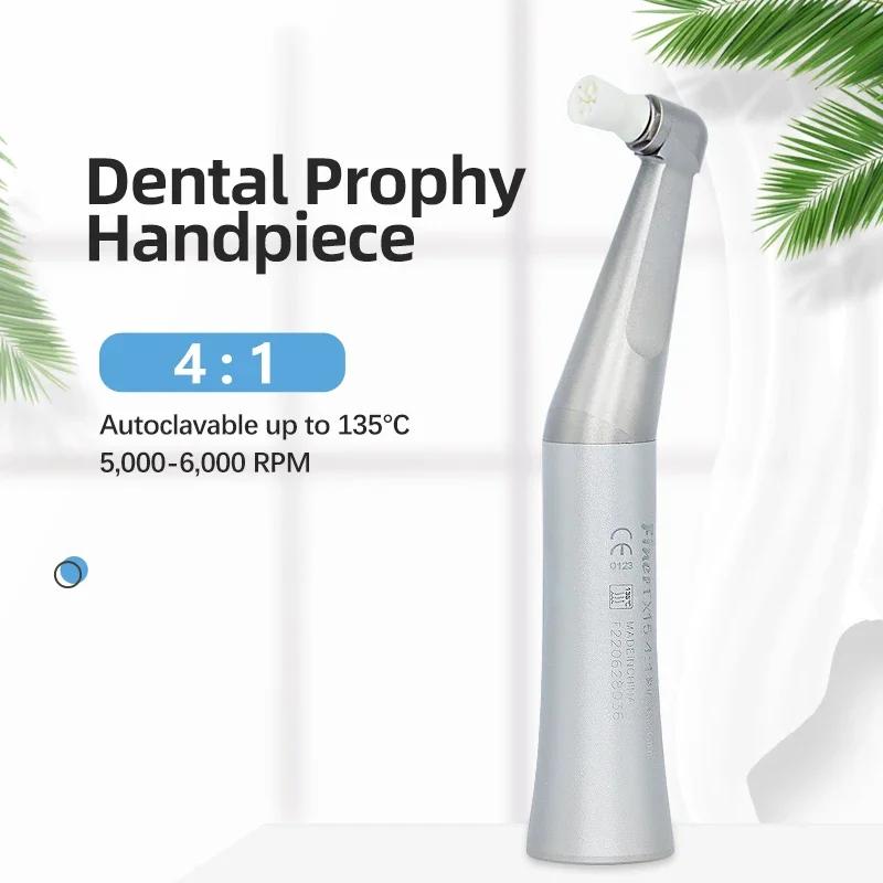 Dental Low Speed Against Counter Contra Angle 4:1 Prophy Handpiece for Dental Prophylaxis Screw-in Cup Prophy Brush