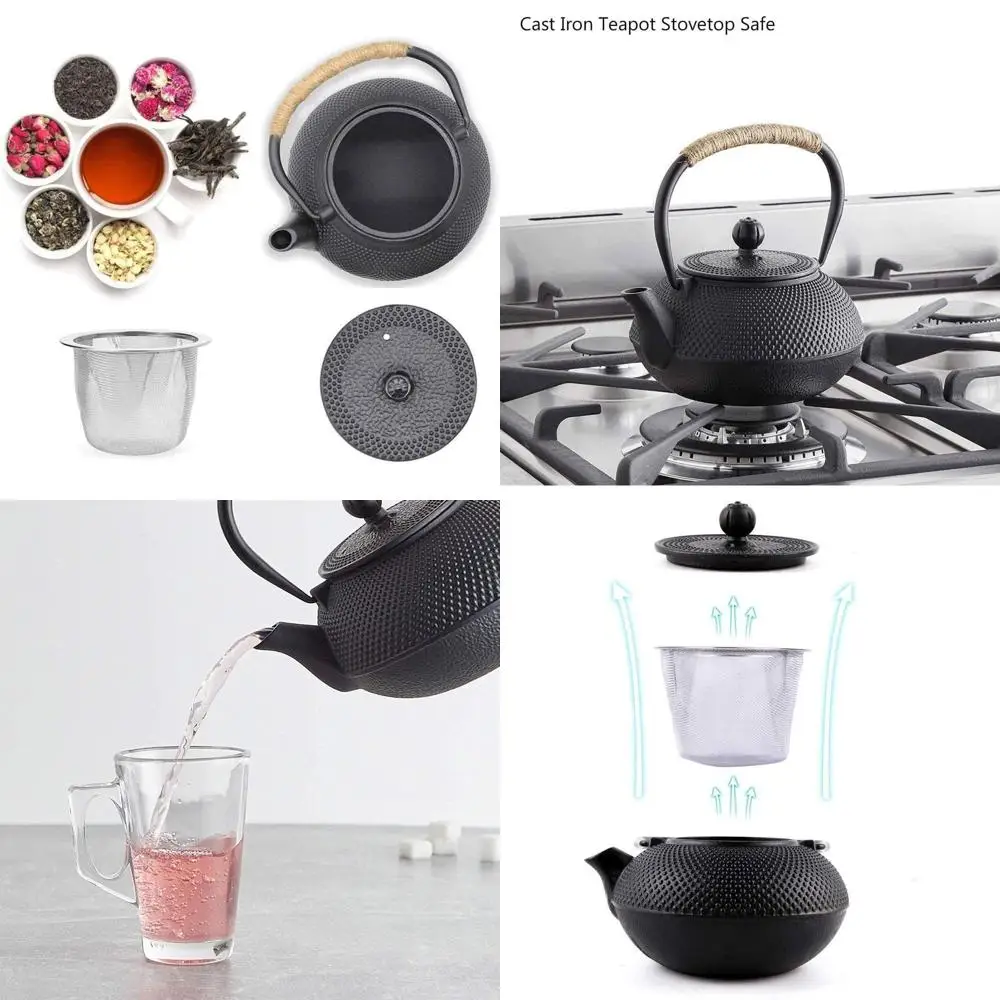 

Большой японский чайник из эмалированного чугуна для плиты или заваривания рассыпного чая, 1200 мл