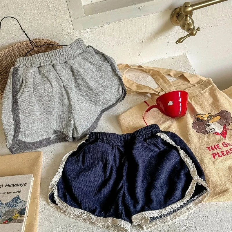 

2025 Summer New Girls Lace Shorts Children Cotton Casual Pants Baby Girl Loose Shorts Fashion Kids Clothes