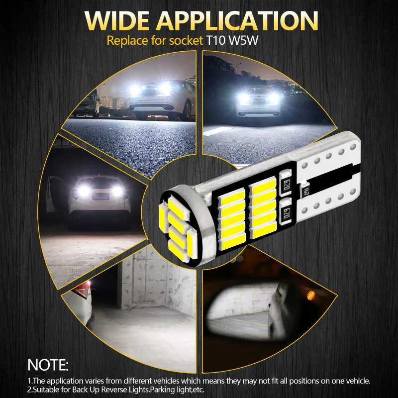 2/10/20 Pcs T10 W5W LED Bulbs Canbus 6500K 26 SMD 4014 Chip For BMW Audi Mercedes Benz Car Interior Map Dome Signal Lights 12V