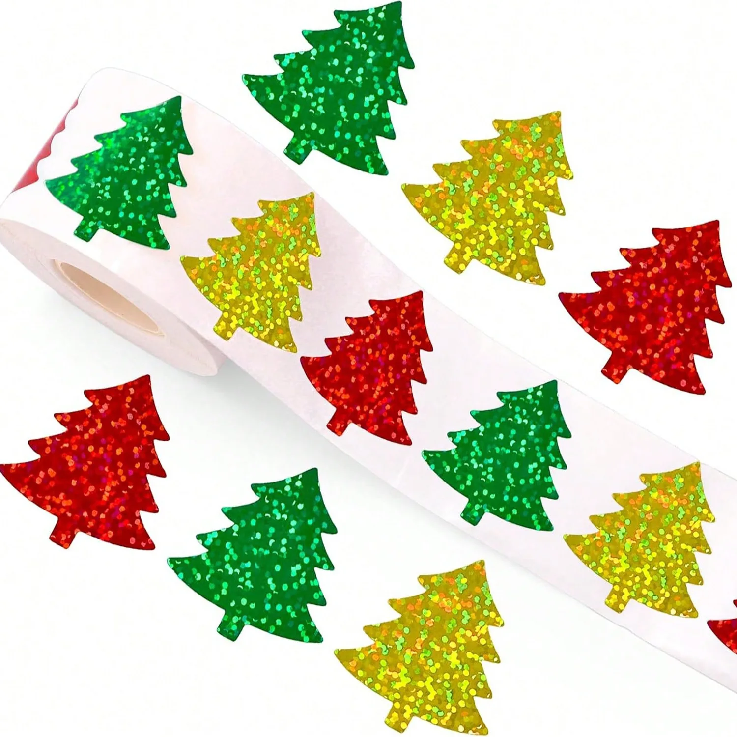 500Pcs Glittering Christmas Tree Stickers Gift Wrapping Labels for Scrapbook Holiday DIY Decoration