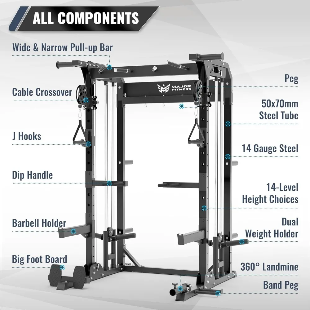 All-in-One Power Rack F22, Squat Rack Home Gym Fitness, A Standard Strength Training Half Rack Power Cage