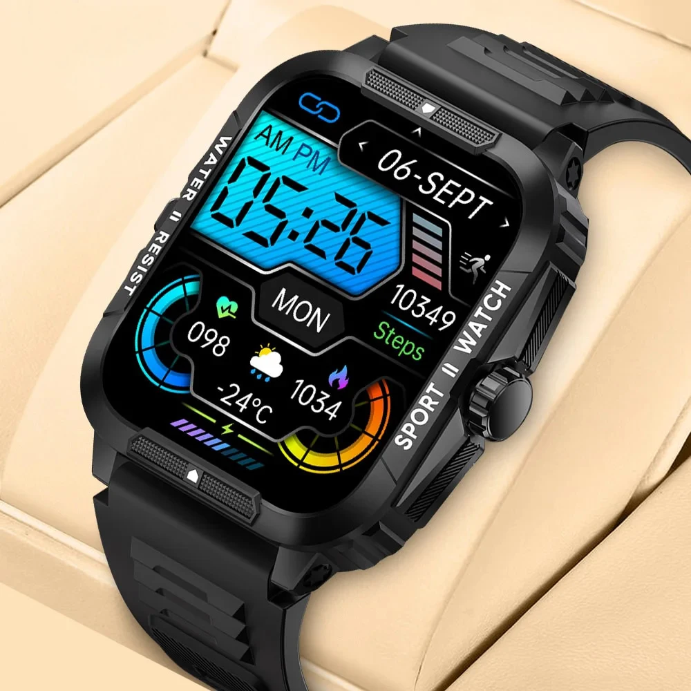 

1.96" наружные военные Smartwatch мужчины Bluetooth Call Smart Watch 3ATM IP68 Waterproof рейтинг спортивных фитнес часов для HUAWEI