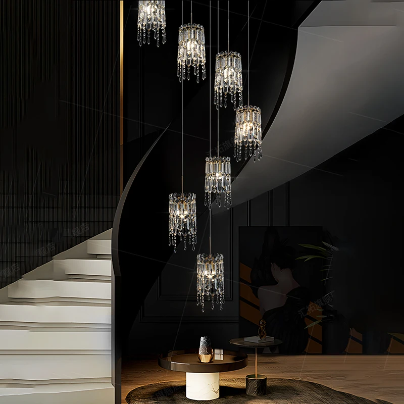 Modern home decoration crystal chandeliers for hall, staircase, indoor lighting fixtures, ceiling lamps, living room exquisite i