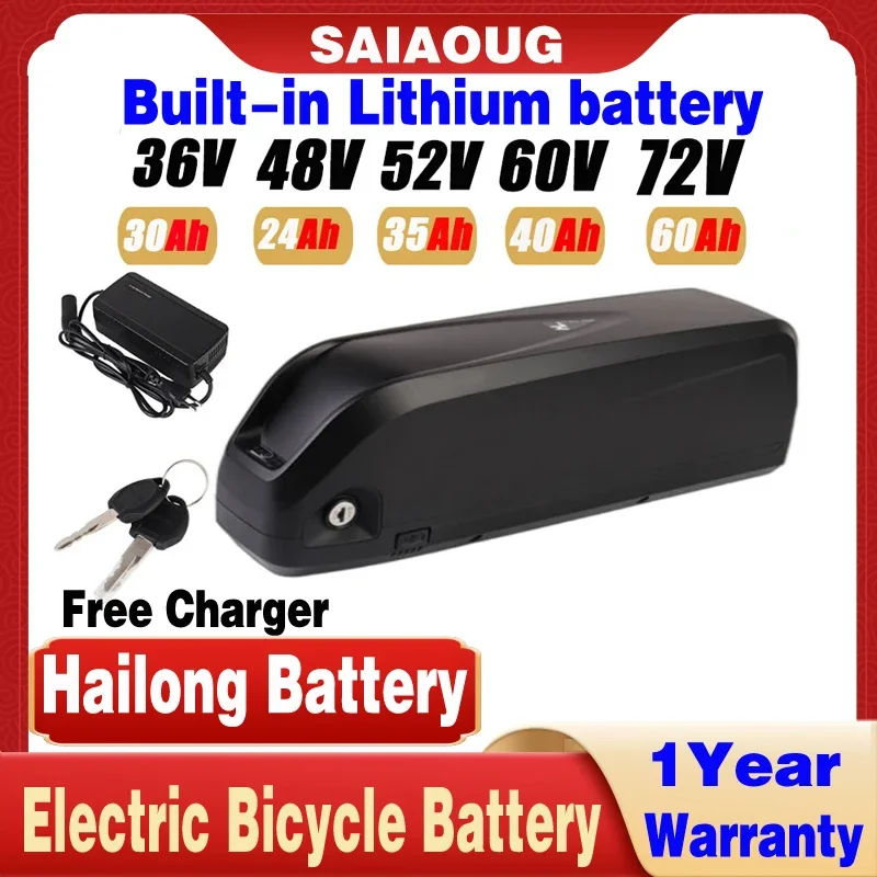 Original Hailong 60V72V 40/50Ah battery USB lithium-ion battery for electric bike bicycles 36V48V52V 2000W engine gift chargers