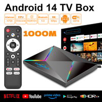 R69 Plus Voice Remote Control 8K HD Smart Tv Box Android 14 1000M Set Top Box Wifi 6 Compatible With Netflix Stream Media Player